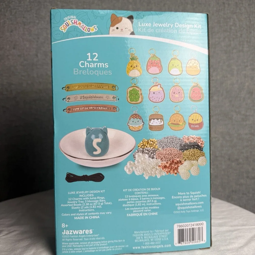 Squishmallows Jewelry Bracelet Making Kit Charms, Beads, Trinket Dish Food Theme